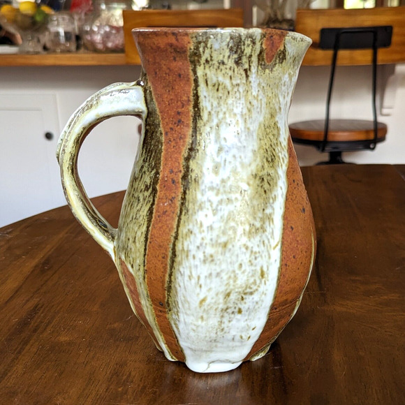 Mid Century Studio Pottery Pitcher with Heavy Glaze Signed JoJo - Picture 3 of 14